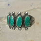 Vintage Sterling Silver Southwestern Four Stone Green Turquoise Row Ring Size 6.25 925