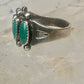 Vintage Sterling Silver Southwestern Four Stone Green Turquoise Row Ring Size 6.25 925