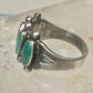 Vintage Sterling Silver Southwestern Four Stone Green Turquoise Row Ring Size 6.25 925