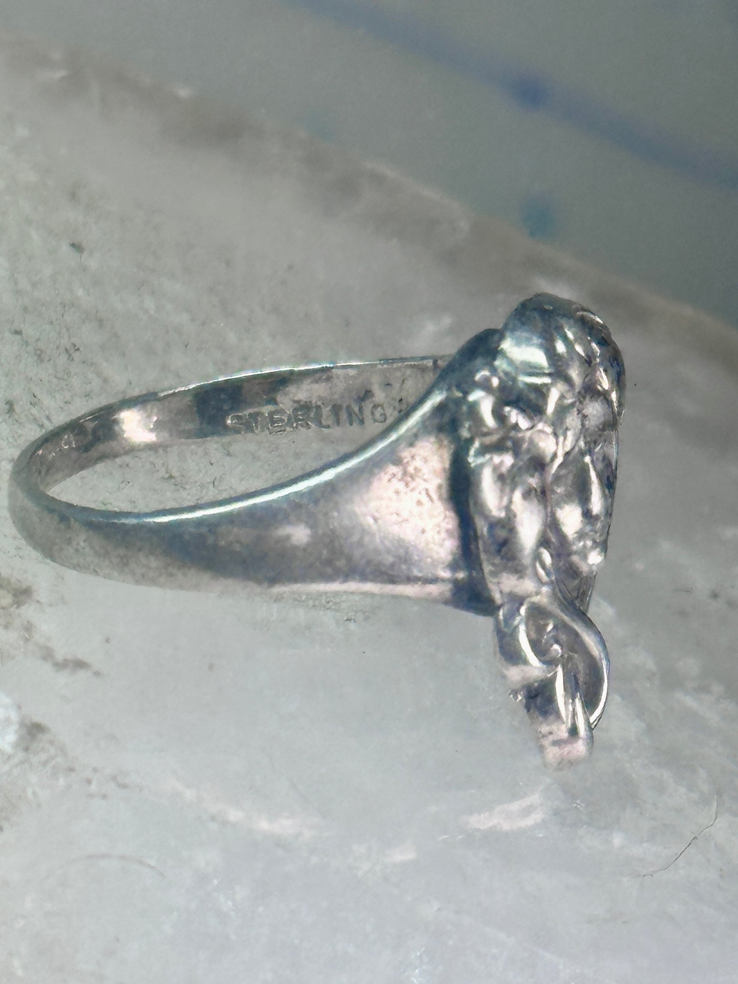 Vintage face Ring figurative band size 6.50 sterling silver women girls