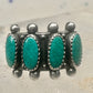 Vintage Sterling Silver Southwestern Four Stone Green Turquoise Row Ring Size 6.25 925
