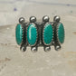 Vintage Sterling Silver Southwestern Four Stone Green Turquoise Row Ring Size 6.25 925