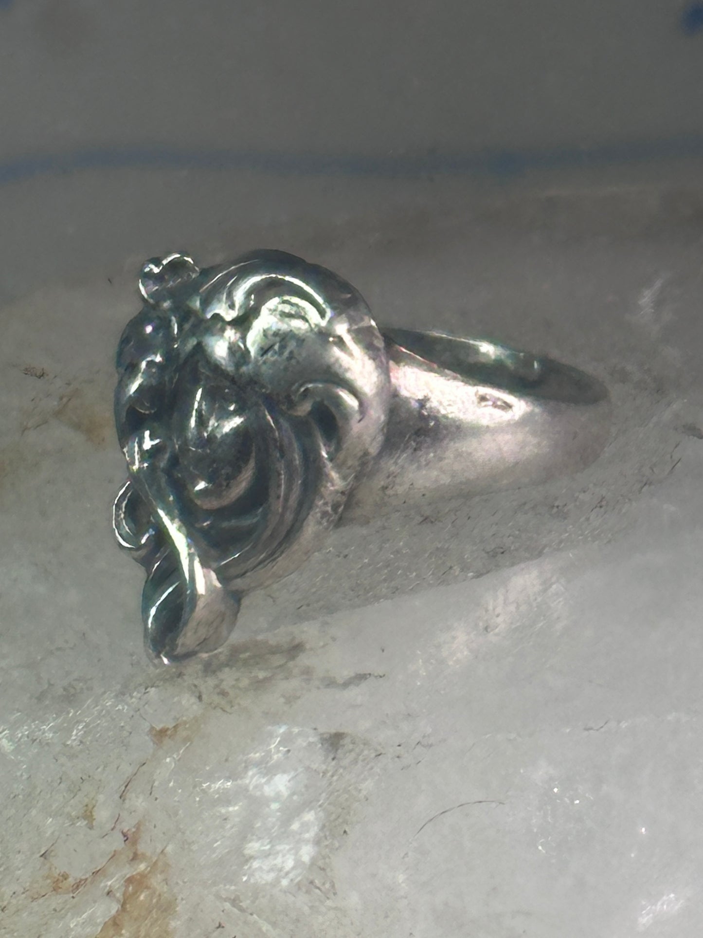 Vintage face Ring figurative band size 6.50 sterling silver women girls