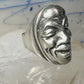 Heavy Face ring tribal smiling band sterling silver size 7.75 girls women men