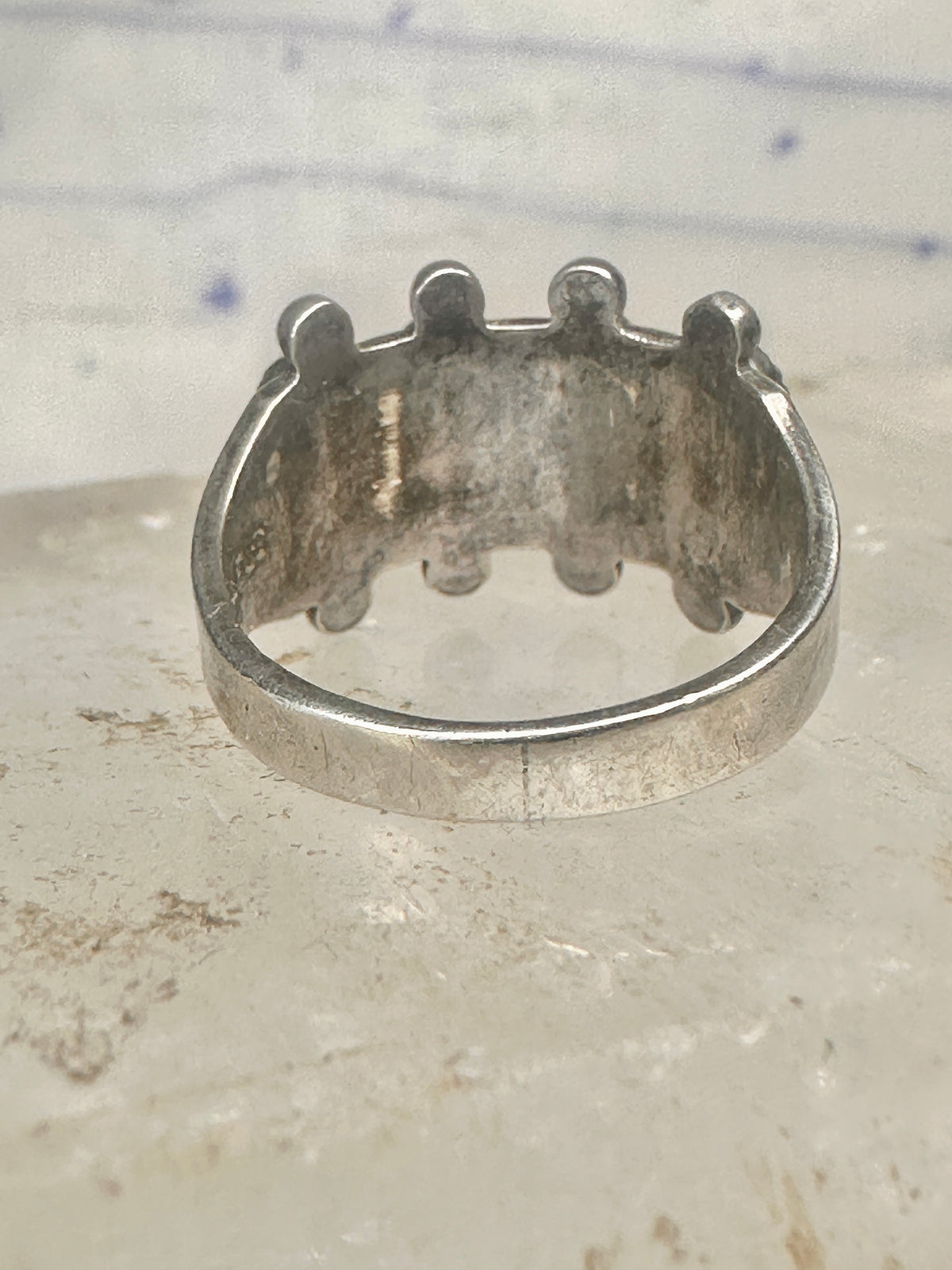 Vintage Sterling Silver Southwestern Four Stone Green Turquoise Row Ring Size 6.25 925