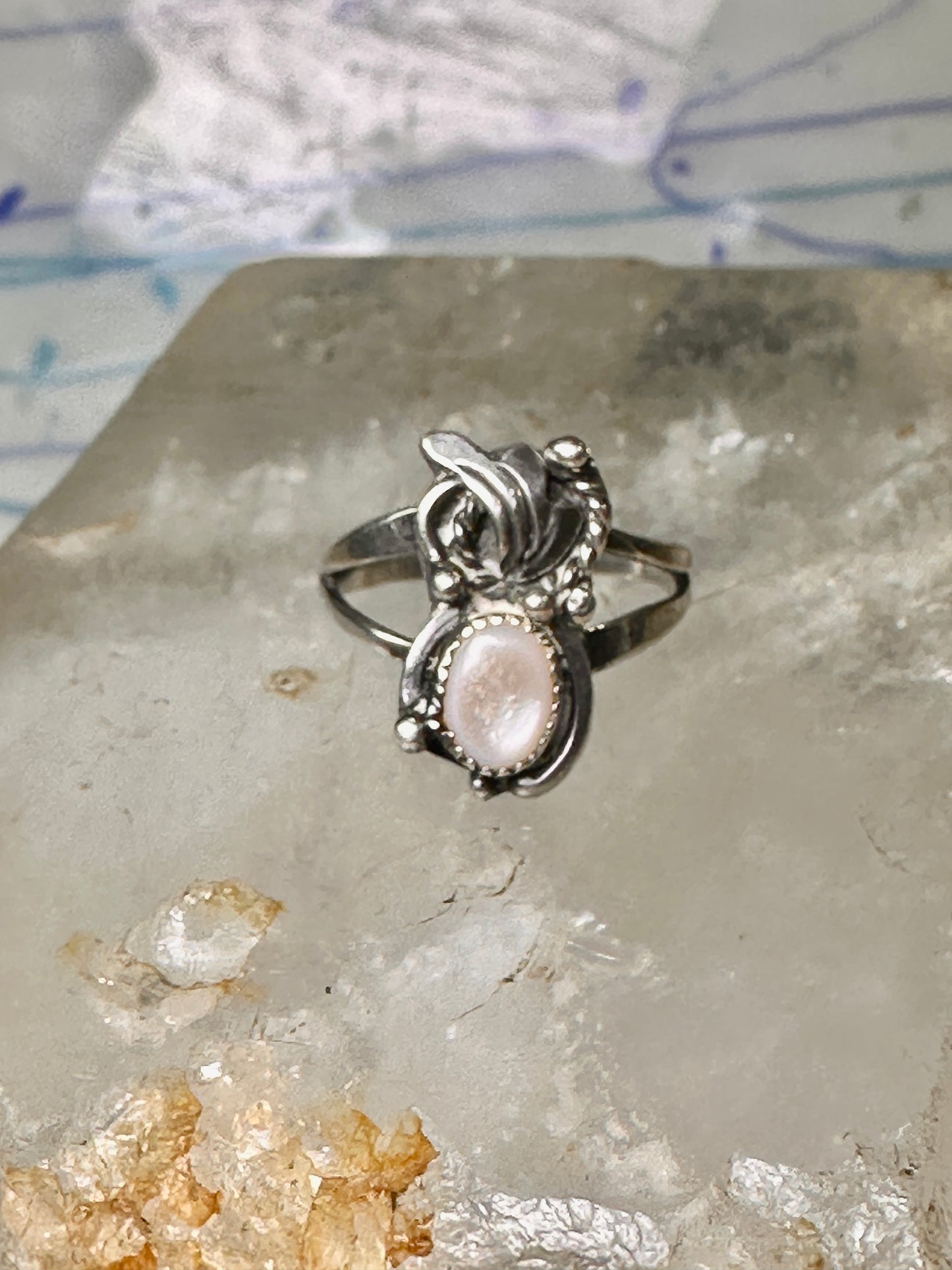 Navajo ring Mop mother of pearl size 5.50 sterling silver women girls