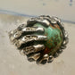 Vintage Sterling Silver Brutalist Organic Molten Turquoise Nugget Statement Ring Size 5.25 925