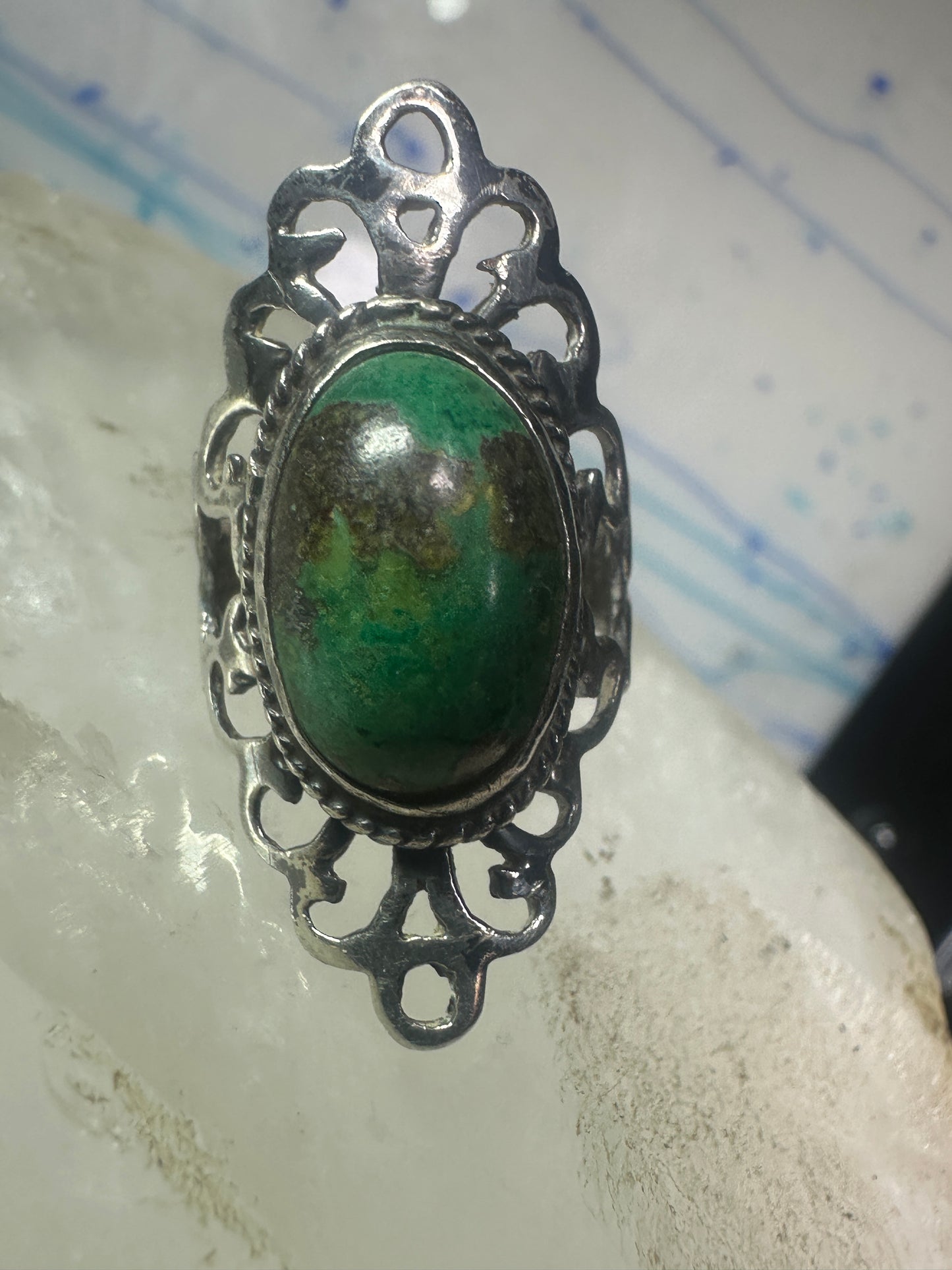 Turquoise Ring Boho size 5.25 sterling silver girls women