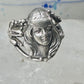 Face ring art deco style band sterling silver size 4.25 girls women girls