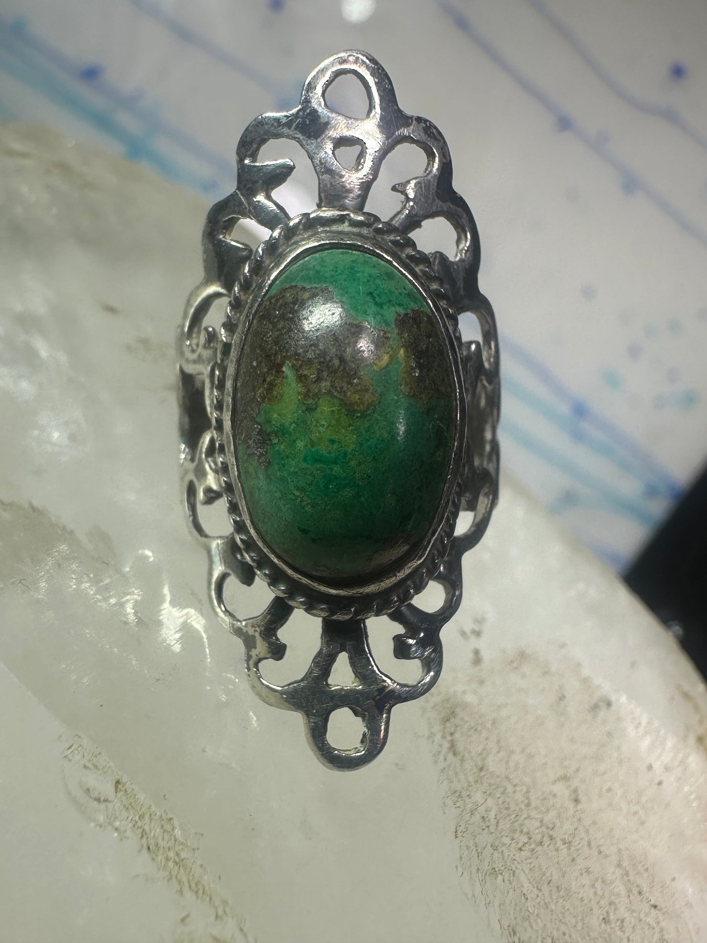 Turquoise Ring Boho size 5.25 sterling silver girls women