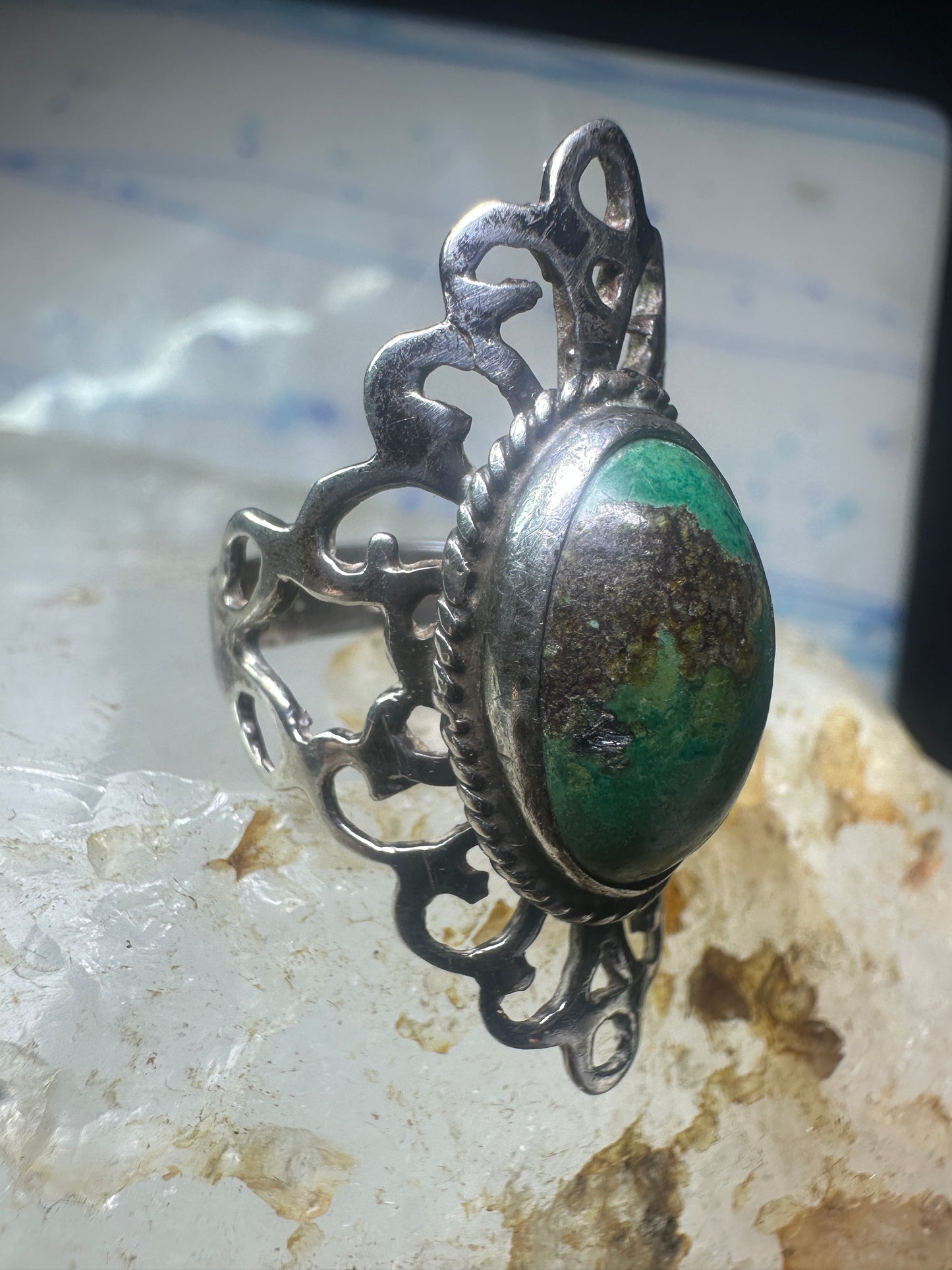 Turquoise Ring Boho size 5.25 sterling silver girls women