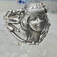 Face ring art deco style band sterling silver size 4.25 girls women girls