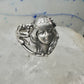 Face ring art deco style band sterling silver size 4.25 girls women girls