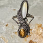 Navajo ring Mop Long  mother of pearl tiger eye size 4 sterling silver women girls
