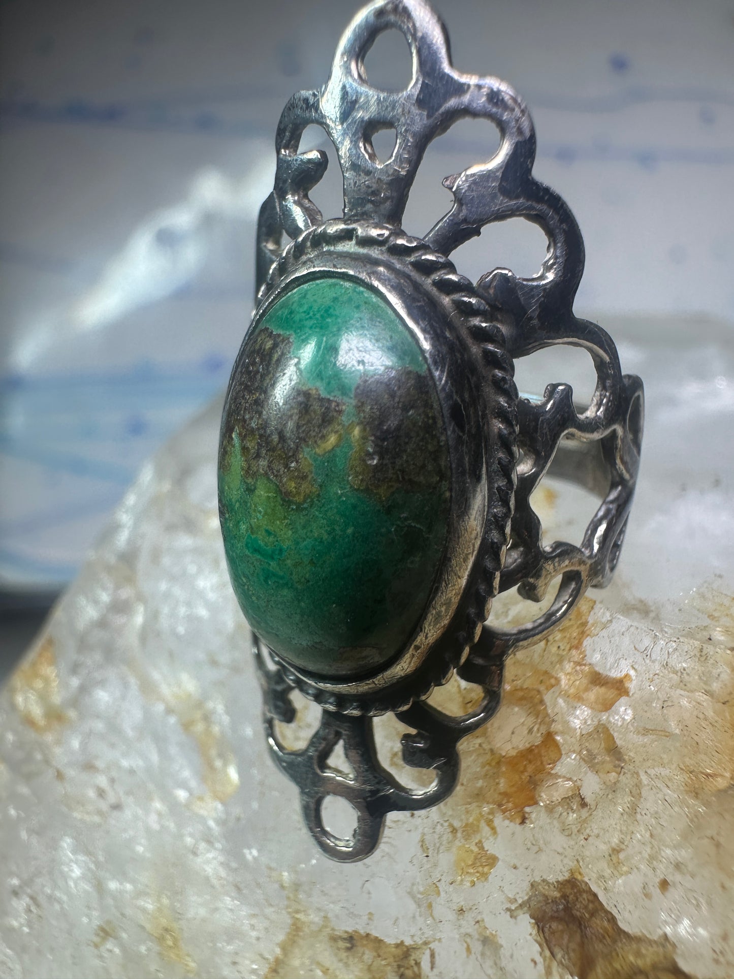 Turquoise Ring Boho size 5.25 sterling silver girls women