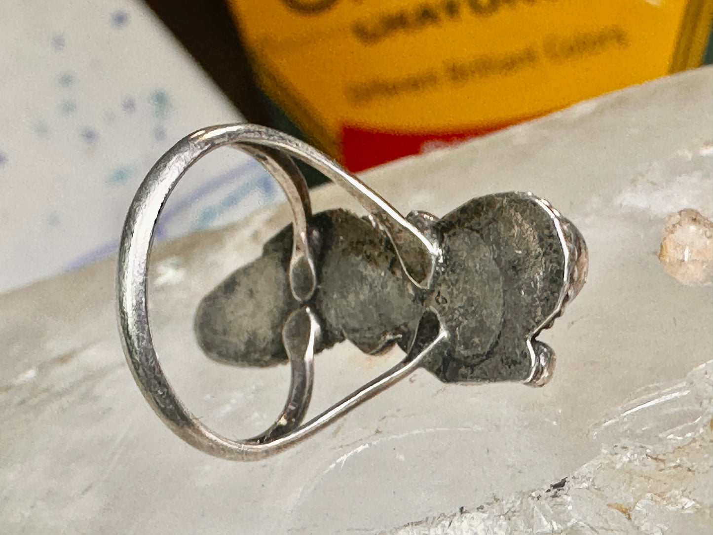 Navajo ring Mop Long  mother of pearl tiger eye size 4 sterling silver women girls
