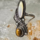 Navajo ring Mop Long  mother of pearl tiger eye size 4 sterling silver women girls