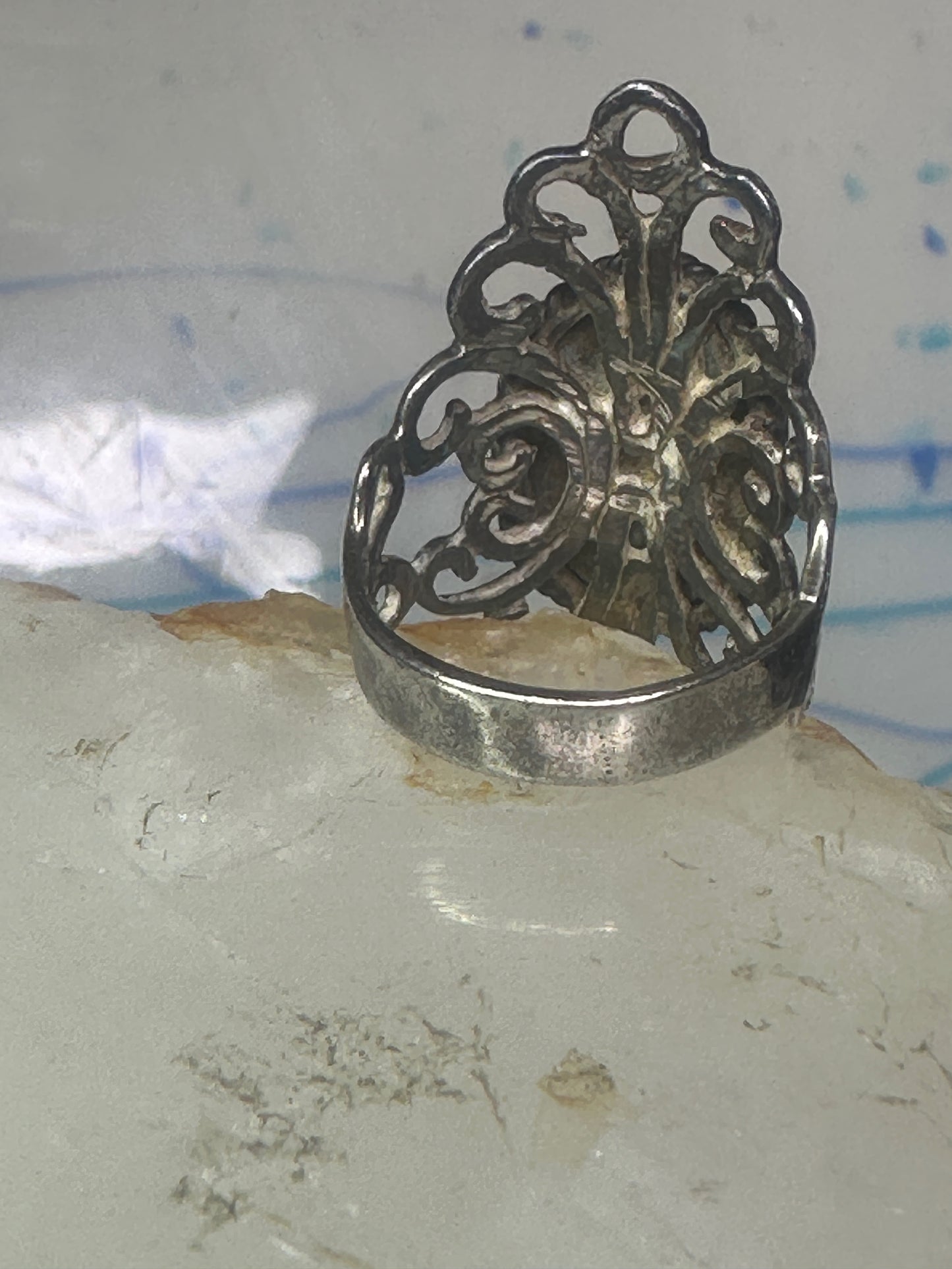 Turquoise Ring Boho size 5.25 sterling silver girls women