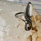 Navajo ring Mop Long  mother of pearl tiger eye size 4 sterling silver women girls