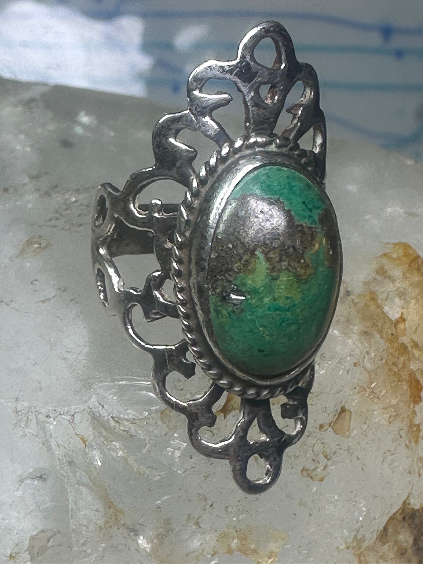 Turquoise Ring Boho size 5.25 sterling silver girls women