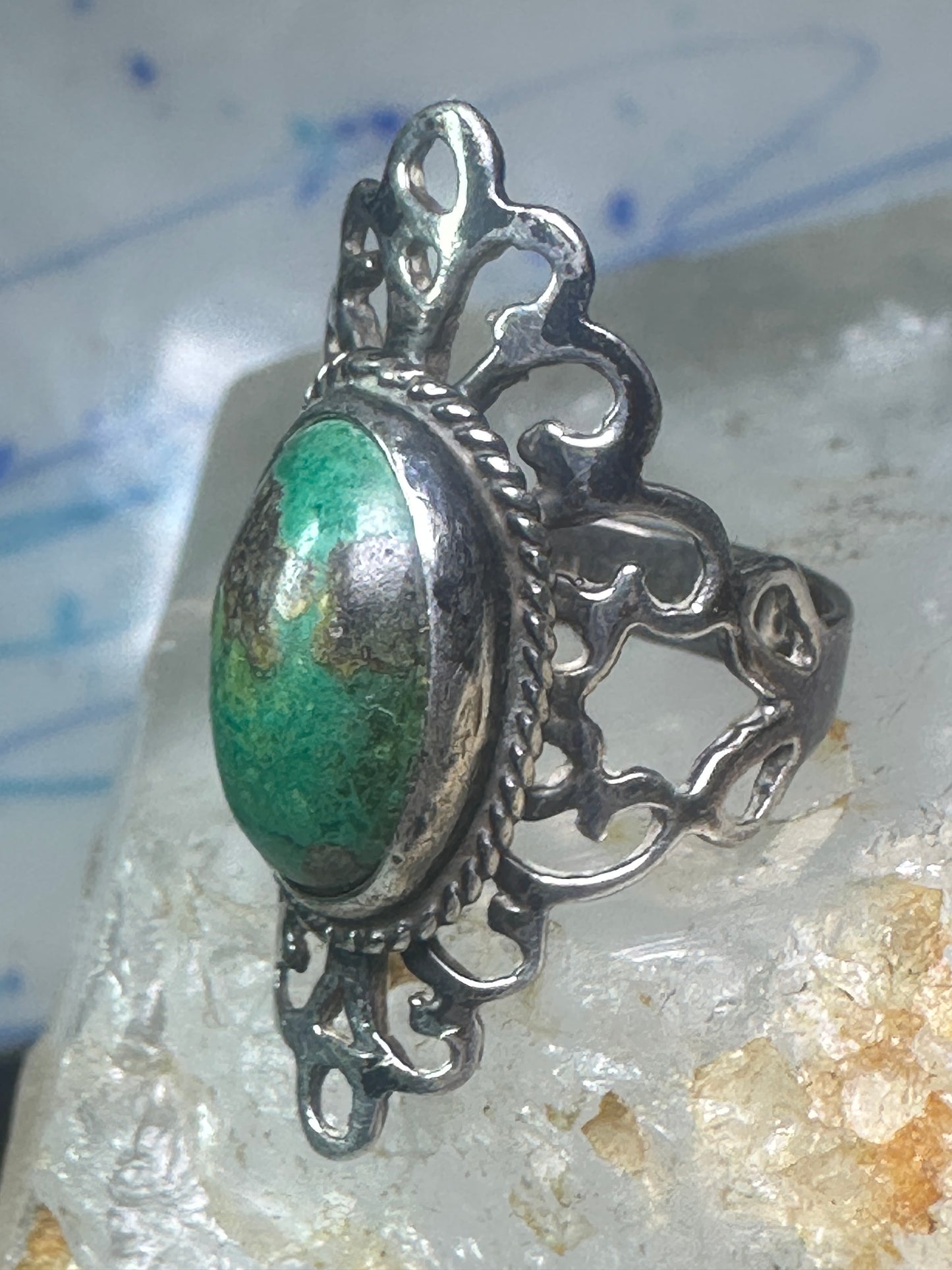 Turquoise Ring Boho size 5.25 sterling silver girls women