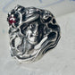 Face ring art deco style flower floral band sterling silver size 7 girls women girls