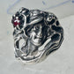 Face ring art deco style flower floral band sterling silver size 7 girls women girls
