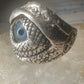 Eye ring pentagram band size 10.25 snake surface texture sterling silver women men