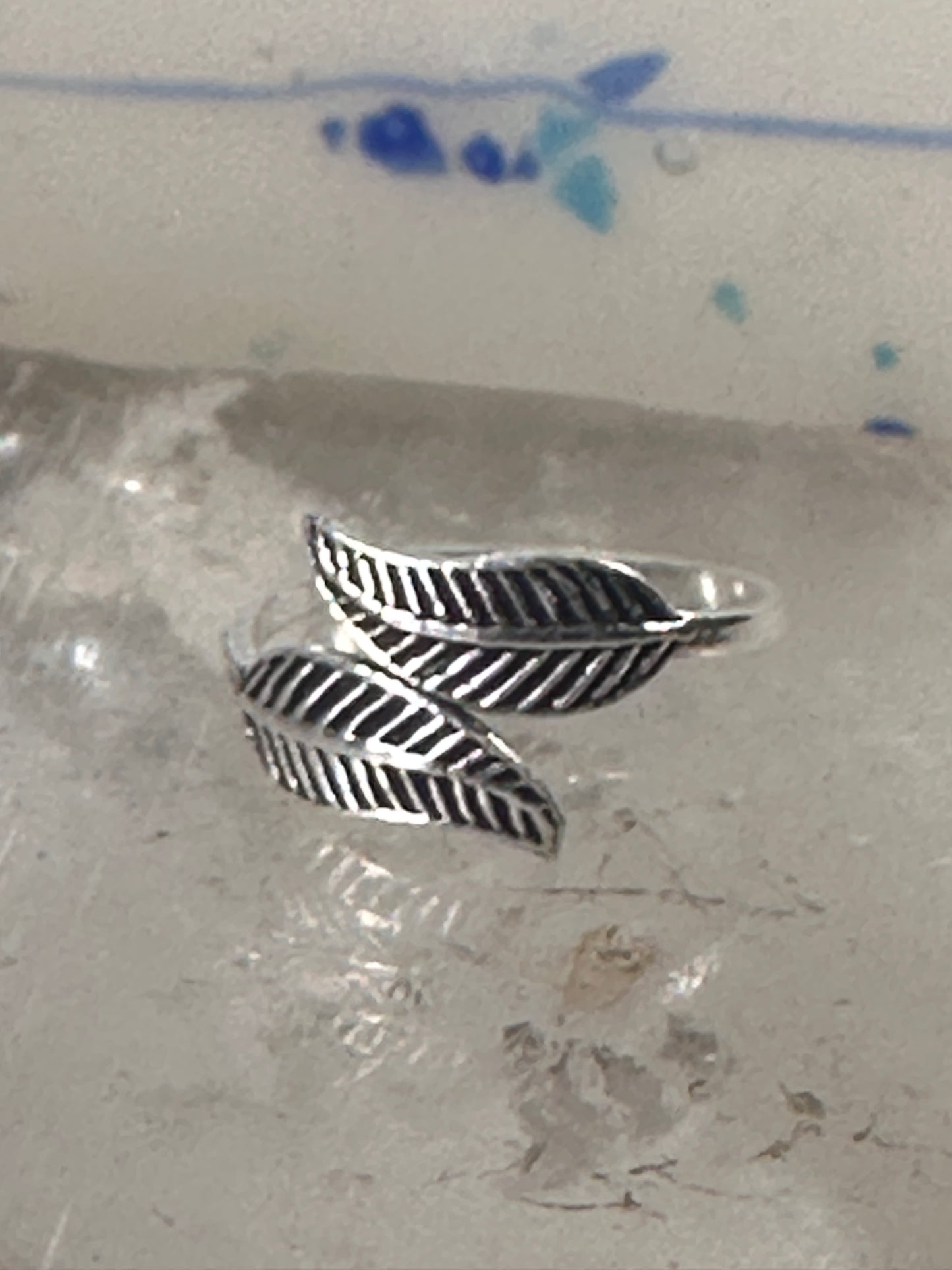 Feather ring toe band size 4 adjustable sterling silver women girls