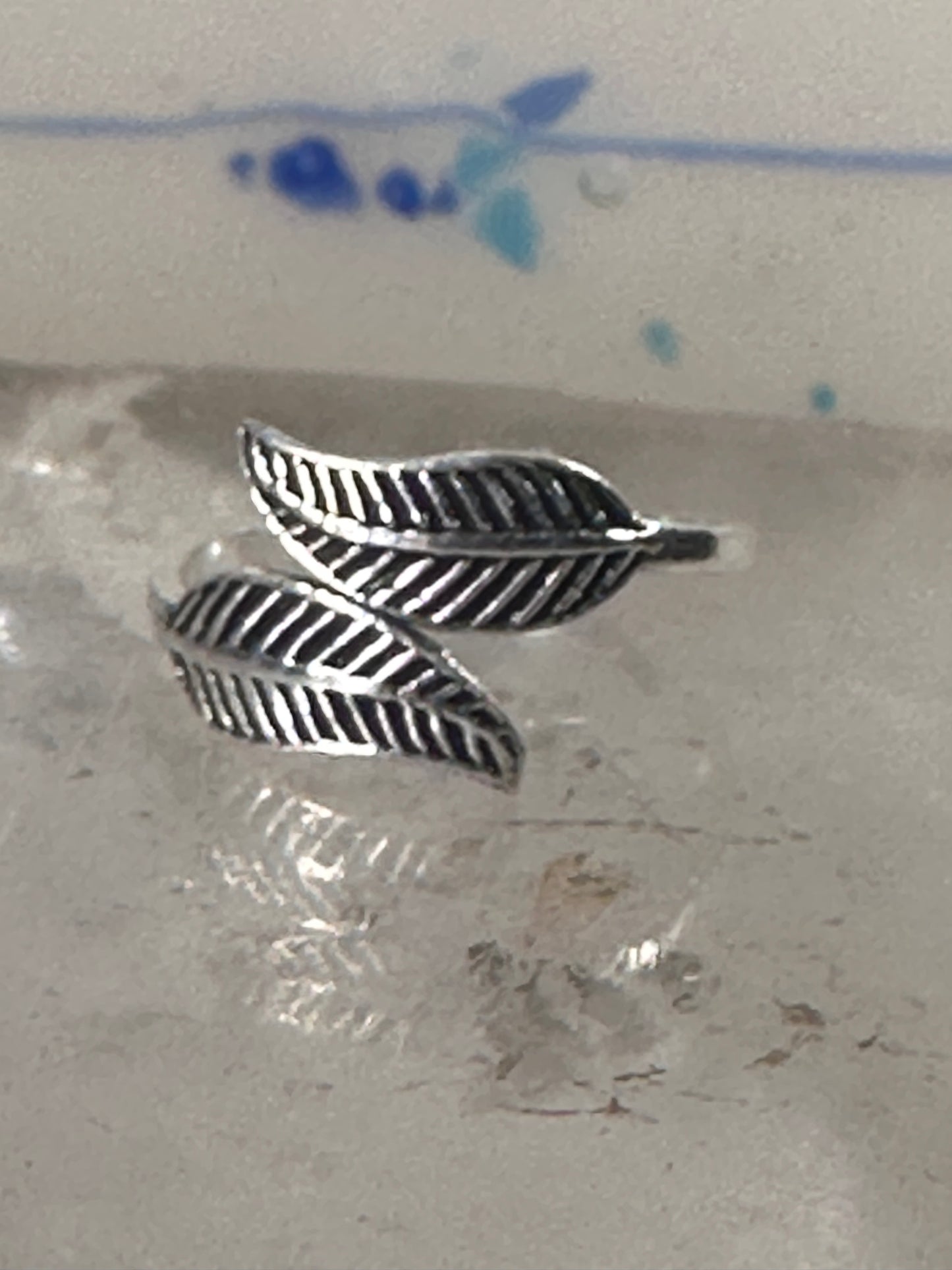 Feather ring toe band size 4 adjustable sterling silver women girls