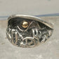 Vintage Sterling Silver Gold Accent Mixed Metal Desert Landscape Cactus Ring Size 8.50