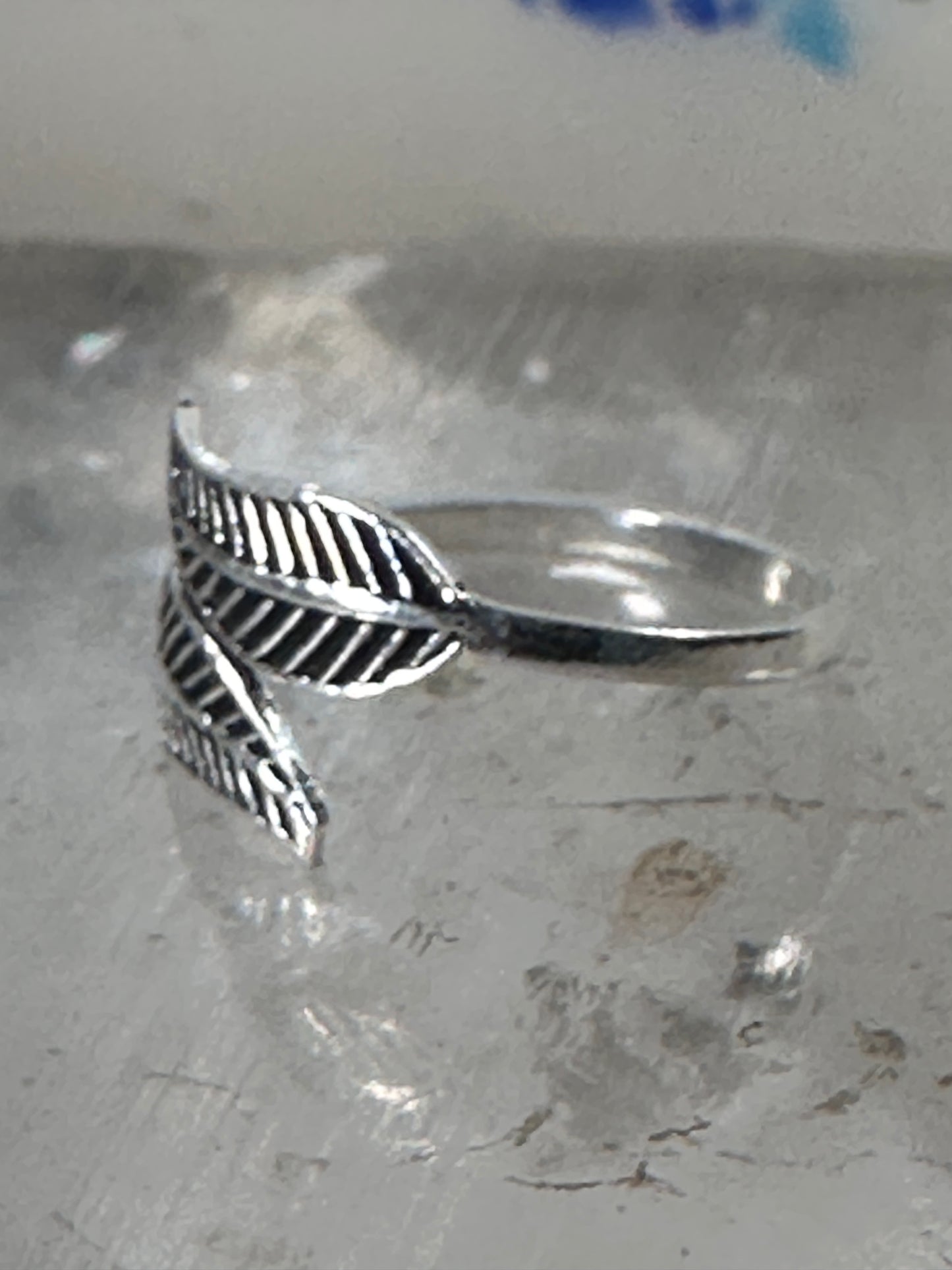 Feather ring toe band size 4 adjustable sterling silver women girls
