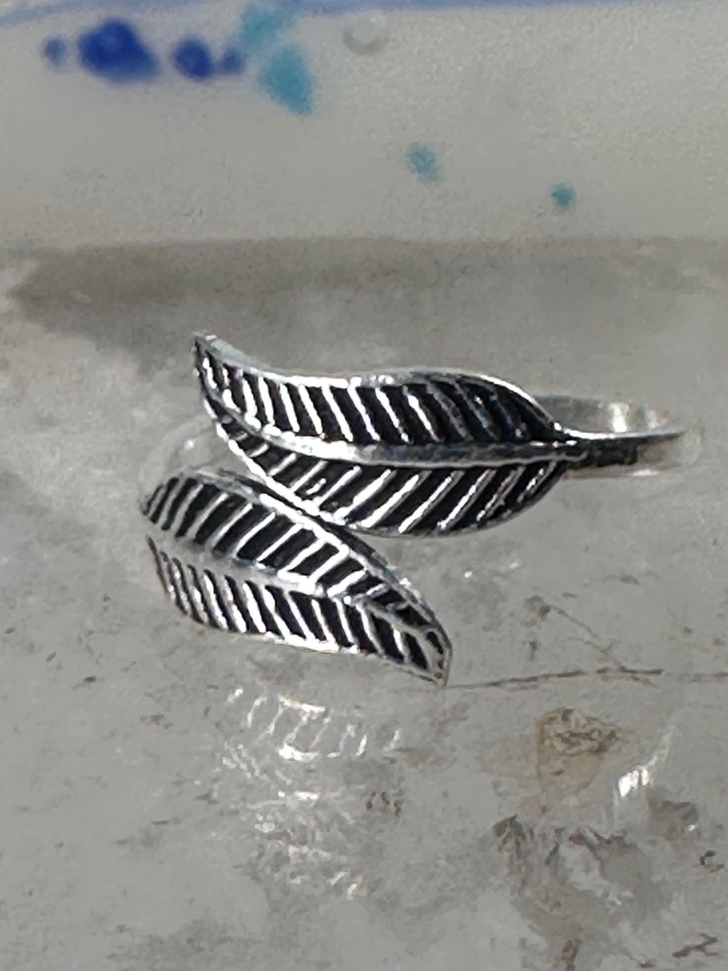 Feather ring toe band size 4 adjustable sterling silver women girls