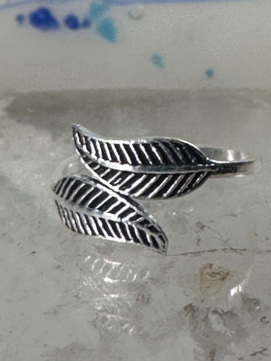 Feather ring toe band size 4 adjustable sterling silver women girls