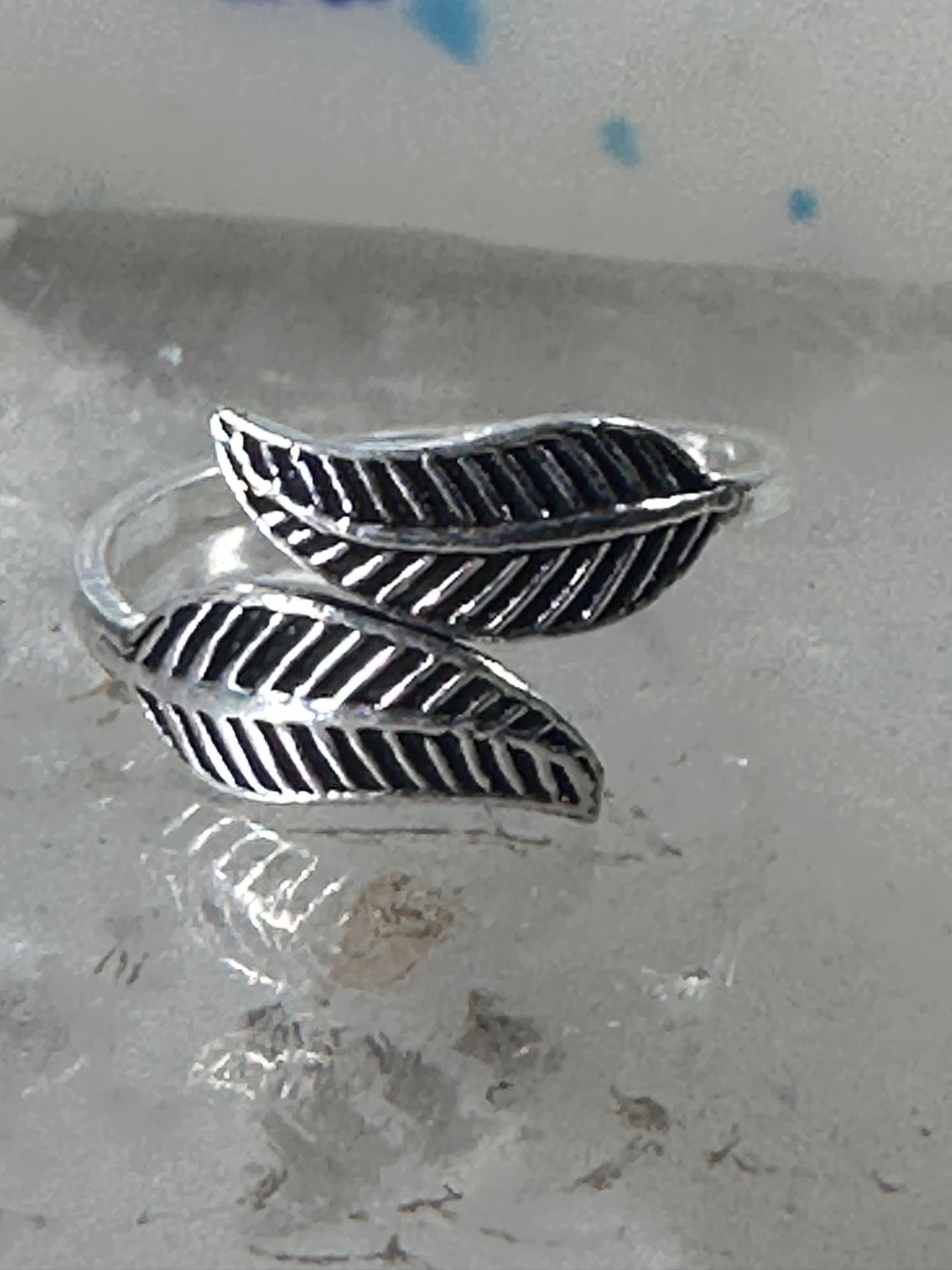 Feather ring toe band size 4 adjustable sterling silver women girls