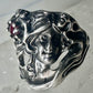 Face ring art deco style flower floral band sterling silver size 7 girls women girls