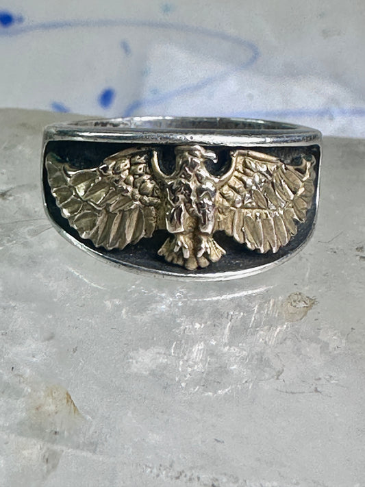 Vintage Navajo Eagle ring Ott band size 9.75 sterling silver women men
