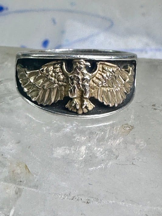 Vintage Navajo Eagle ring Ott band size 9.75 sterling silver women men