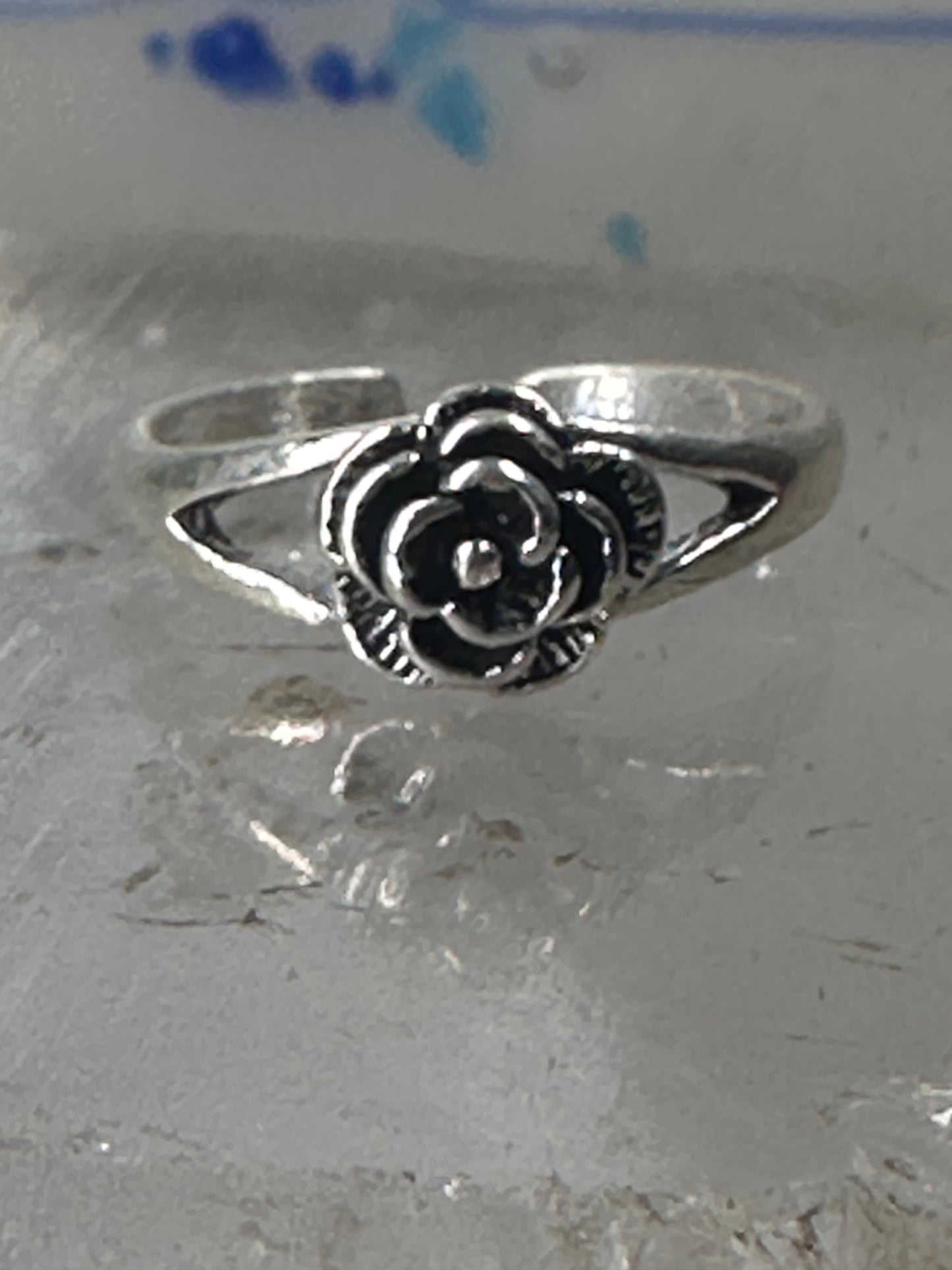 Rose ring toe band size 3.50 adjustable sterling silver women girls