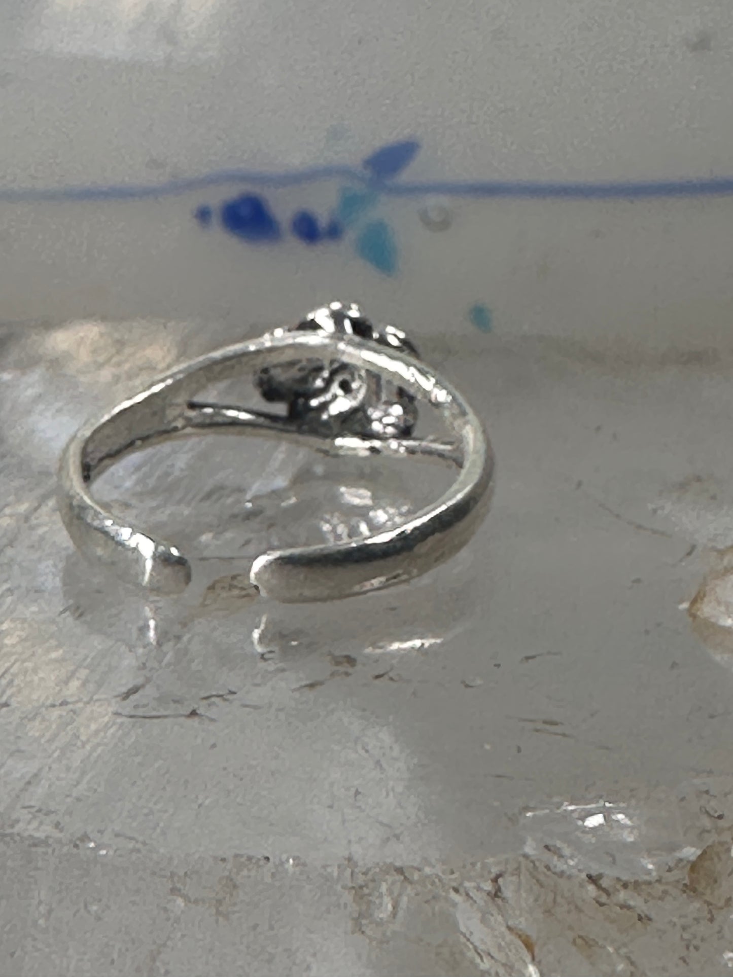 Rose ring toe band size 3.50 adjustable sterling silver women girls