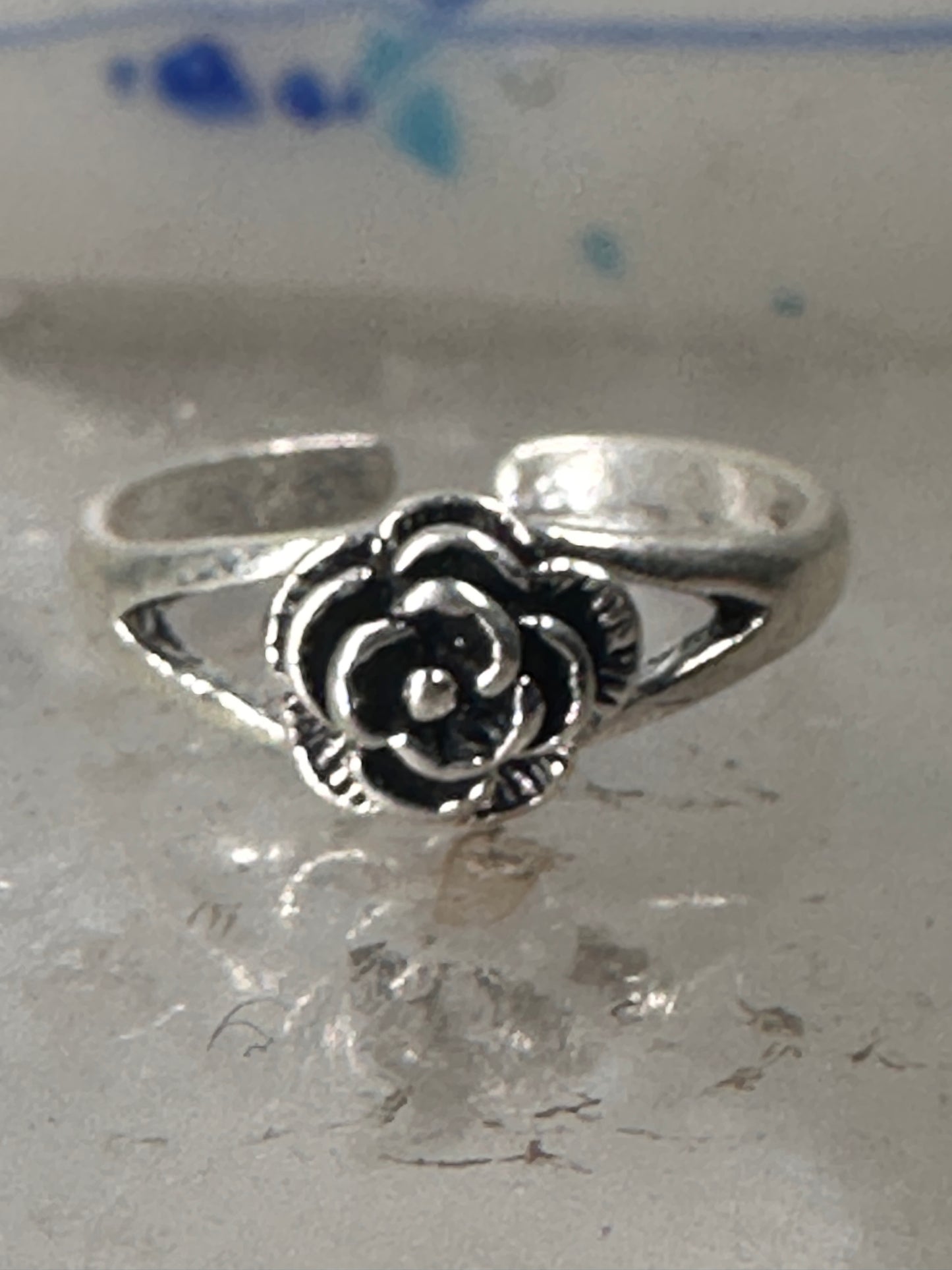 Rose ring toe band size 3.50 adjustable sterling silver women girls