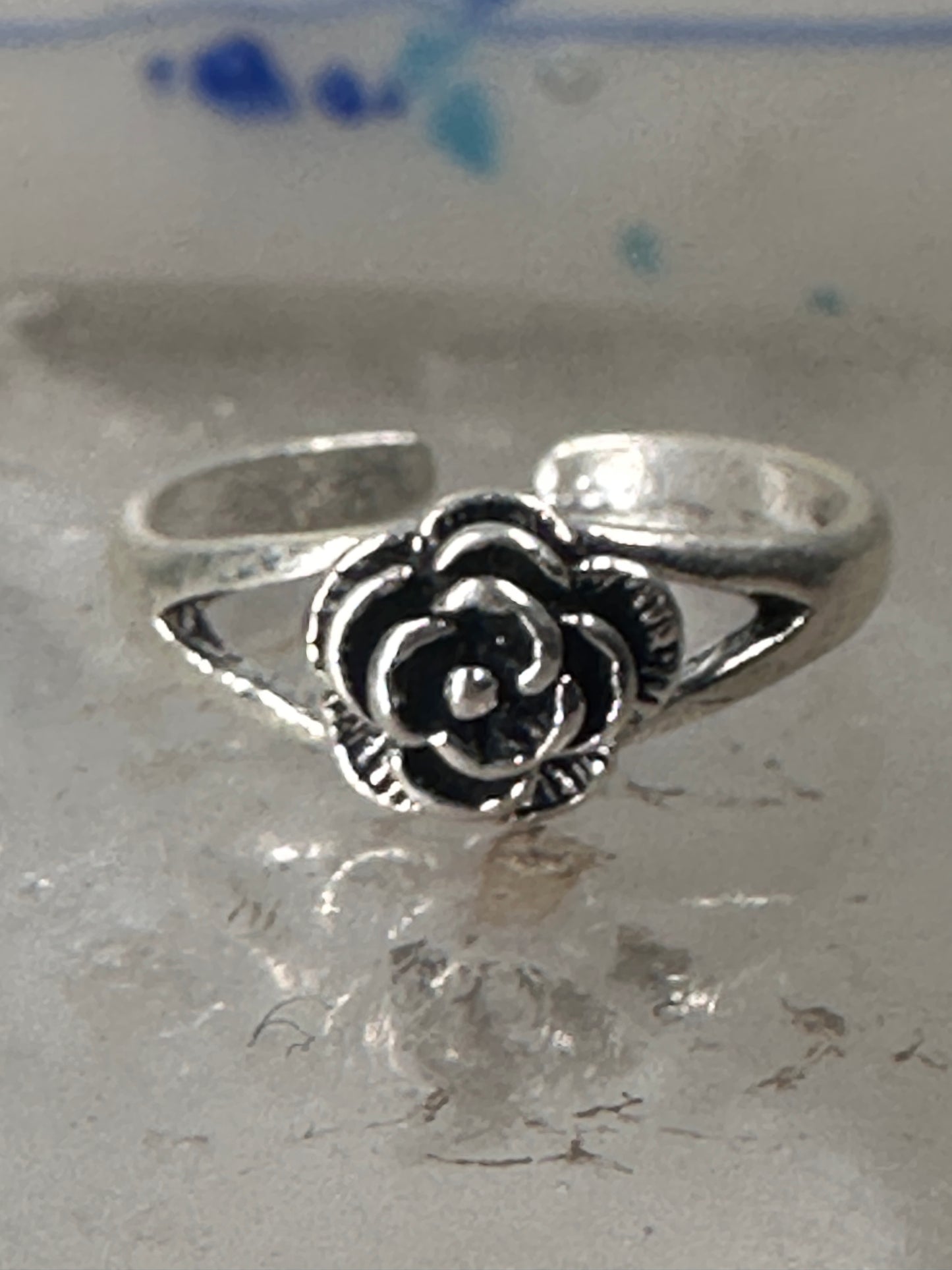 Rose ring toe band size 3.50 adjustable sterling silver women girls