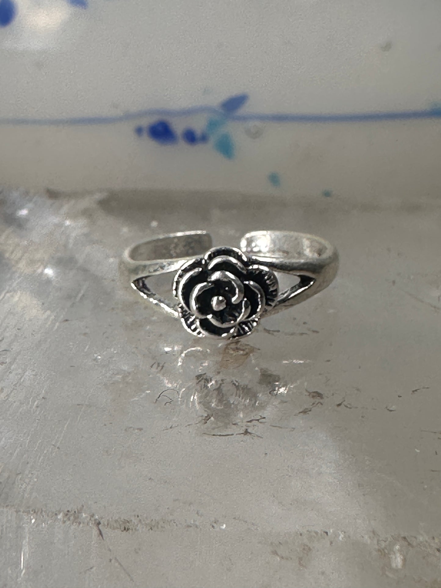 Rose ring toe band size 3.50 adjustable sterling silver women girls