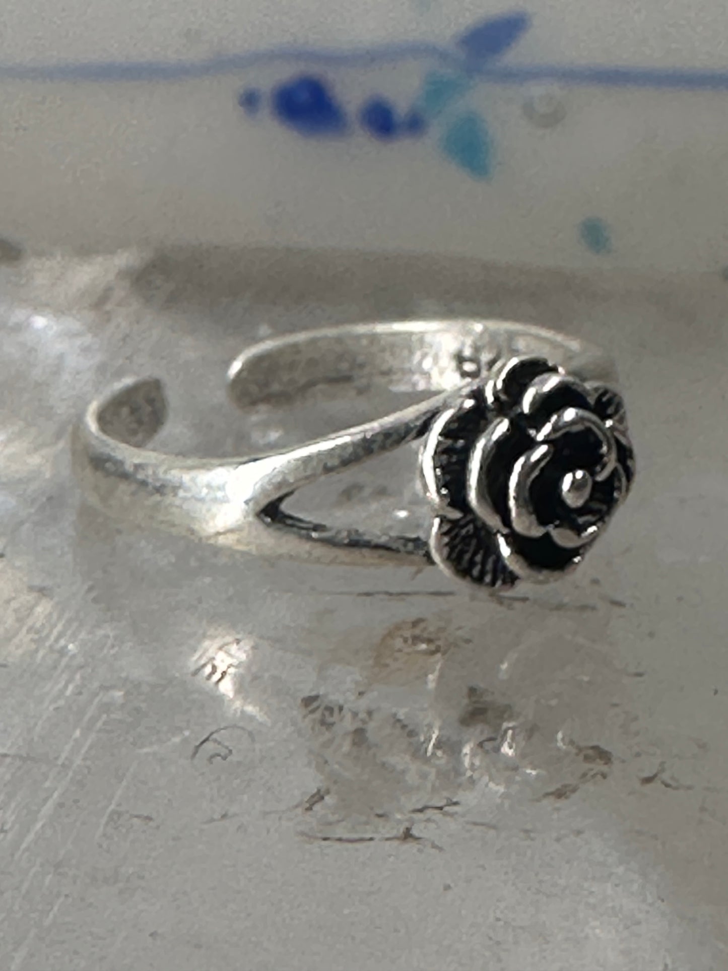 Rose ring toe band size 3.50 adjustable sterling silver women girls
