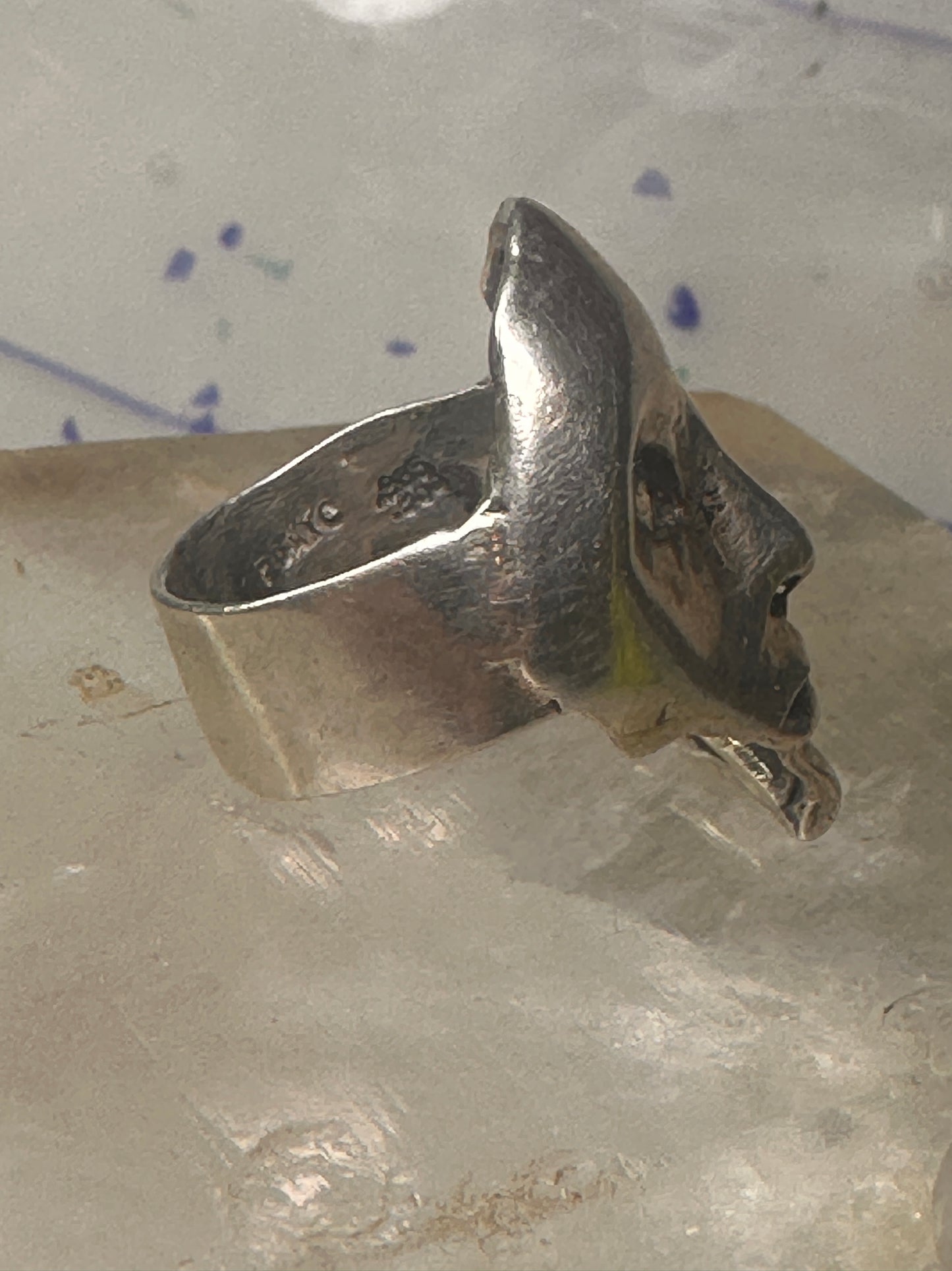 Vintage Face ring mask band fisize 7.50 sterling silver women