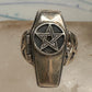 Vintage Sterling Silver Gothic Coffin Pentagram Secret Compartment Poison Ring Size 7.25