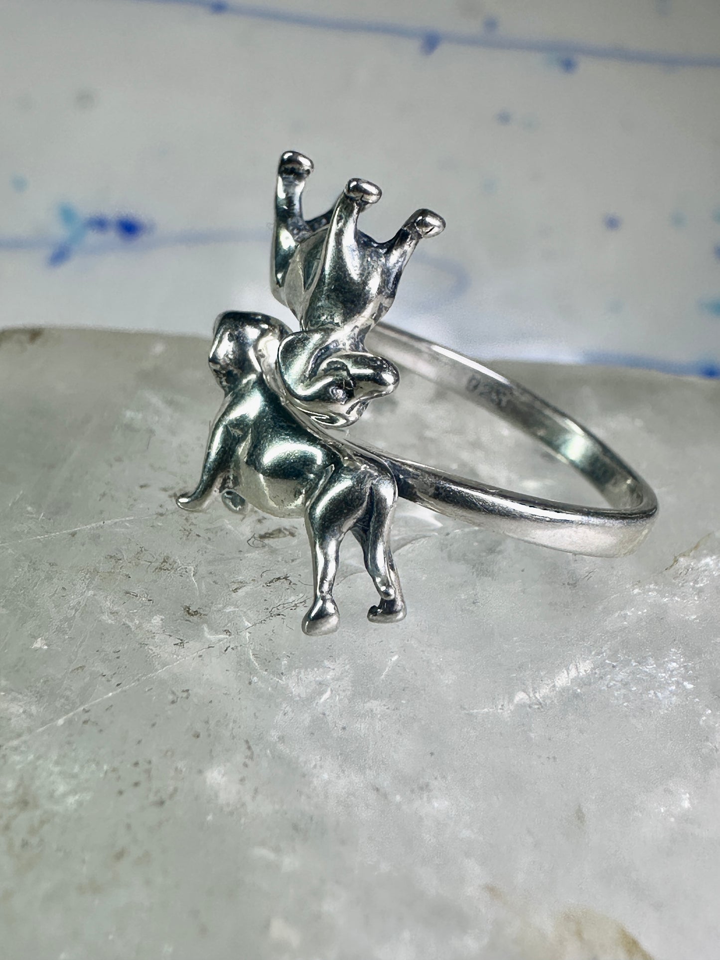 Dachshund ring dog band size 6 adj sterling silver women
