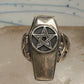 Vintage Sterling Silver Gothic Coffin Pentagram Secret Compartment Poison Ring Size 7.25