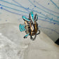 Face ring Mexican tiger eye turquoise chips band sterling silver size 7.75 Cecilia Tono Taxco