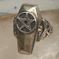 Vintage Sterling Silver Gothic Coffin Pentagram Secret Compartment Poison Ring Size 7.25